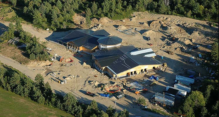 Aerial view of the Wild Center buildings under construction