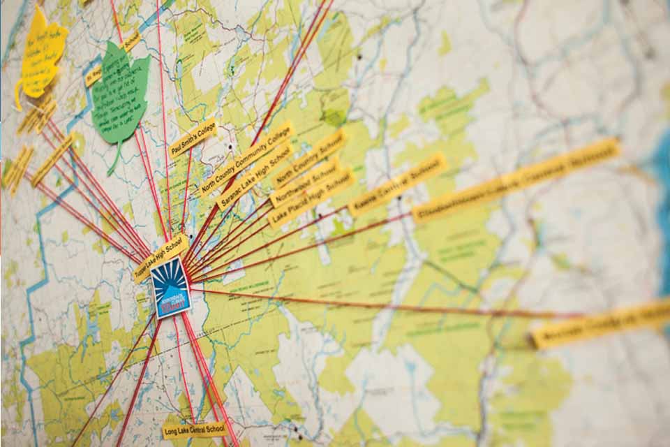 Closeup of physical map of Climate Summit locations