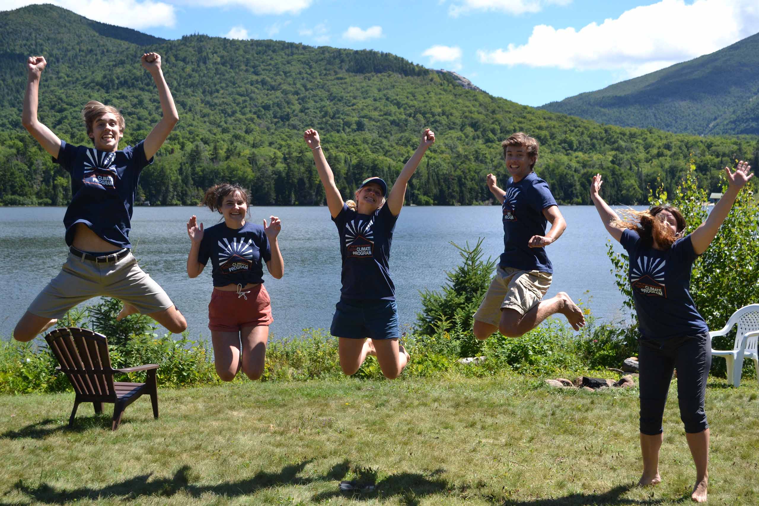 Group of Youth Climate Program members leaping in midair
