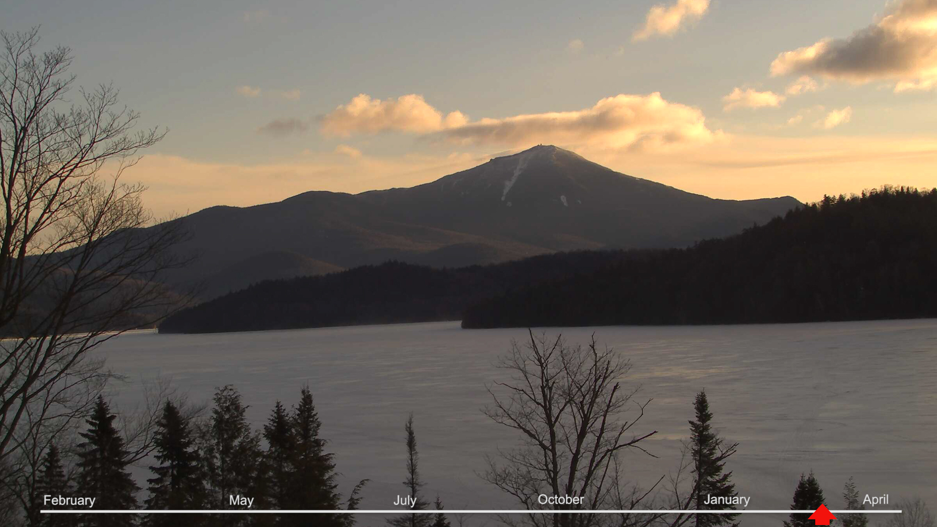 Early morning view of Whiteface Mountain across Lake Placid